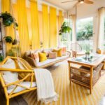 yellow boho sunroom