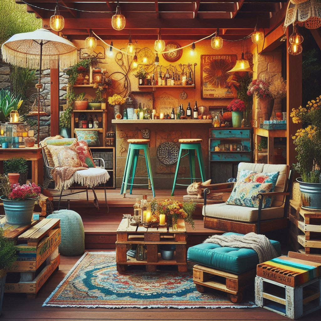 shabby chic boho refurbished reimagined repurposed backyard retreat