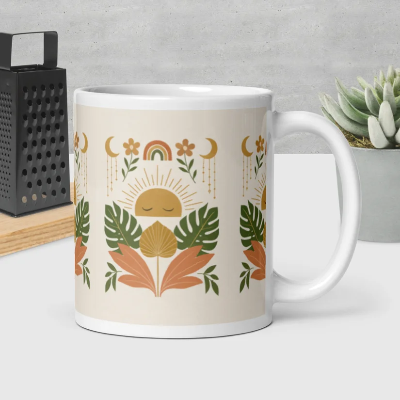 boho coffee cup mug